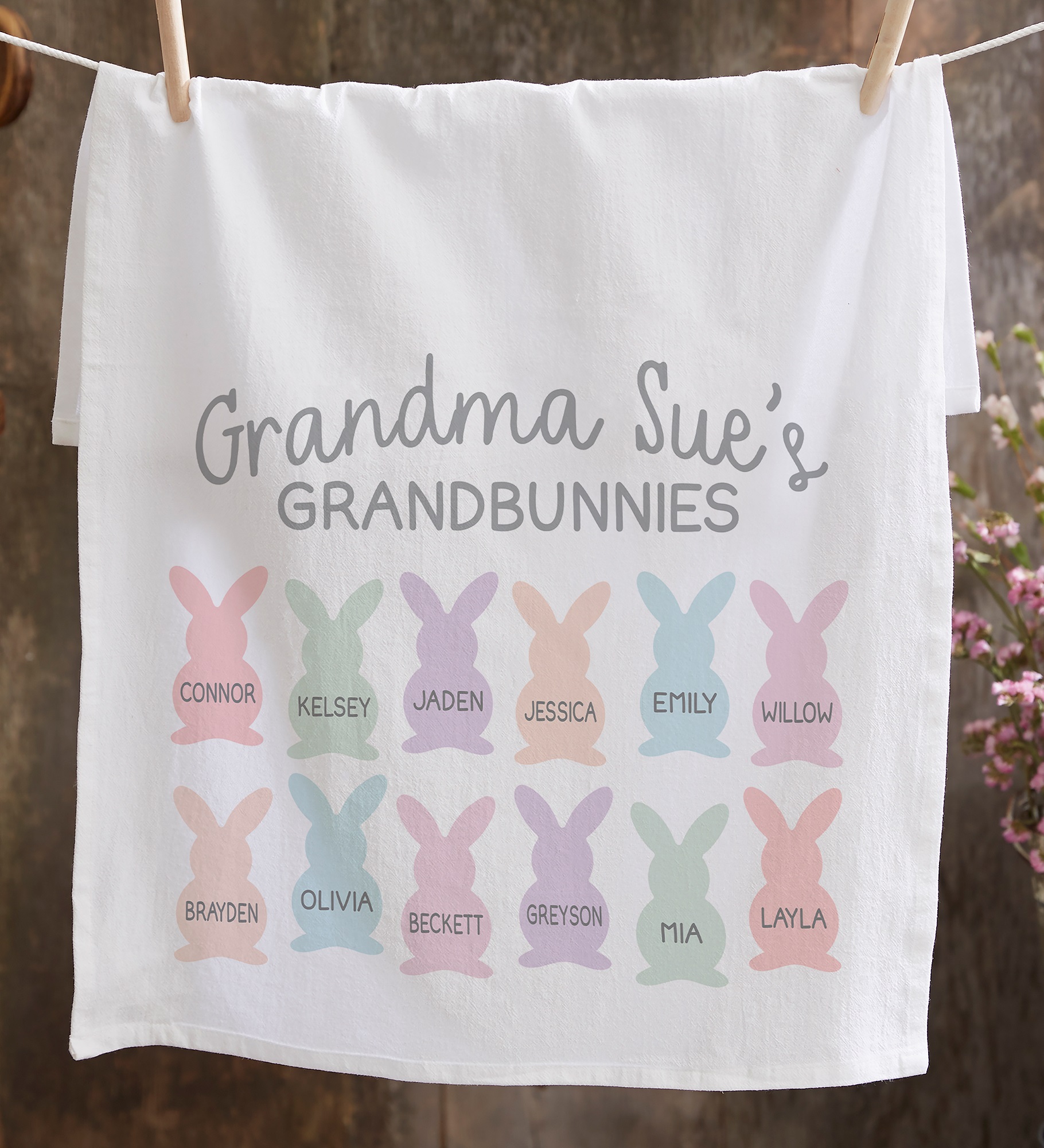 Grandbunnies Personalized Easter Flour Sack Towel
